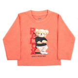 Newborn Boys Full Sleeves T-Shirt - Peach, Newborn Boys Shirts & T-Shirts, Chase Value, Chase Value