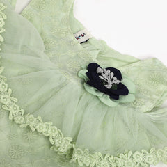 Newborn Girls Half Sleeves Suit - Light Green