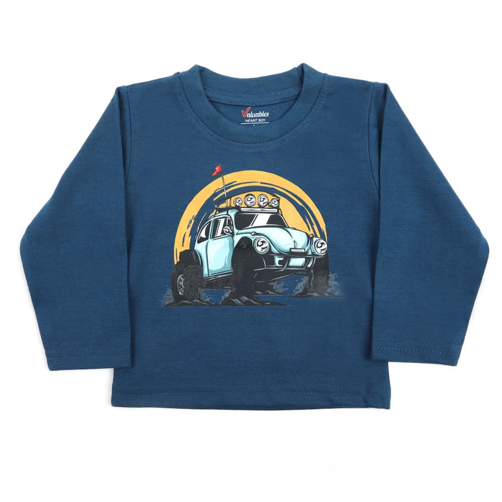 Newborn Boys Full Sleeves T-Shirt - Steel Green, Newborn Boys Shirts & T-Shirts, Chase Value, Chase Value