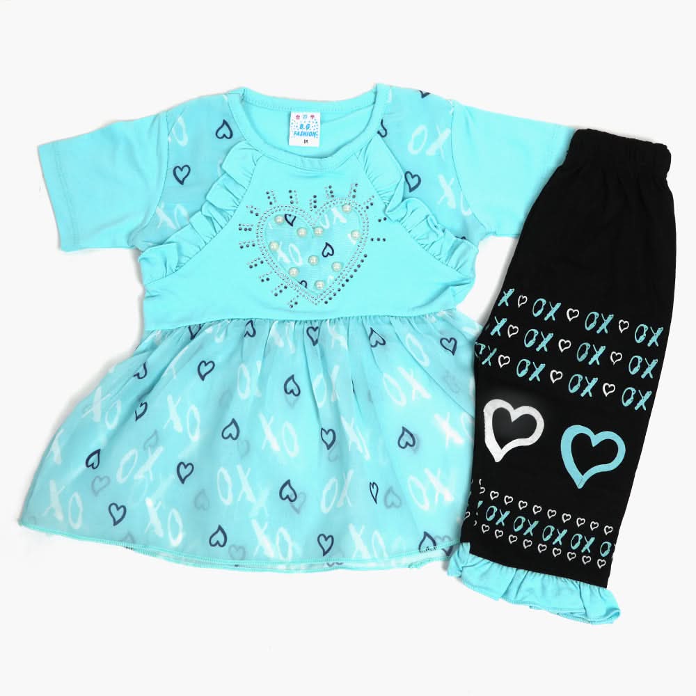 Girls Half Sleeves Suit - Light Blue, Girls Suits, Chase Value, Chase Value