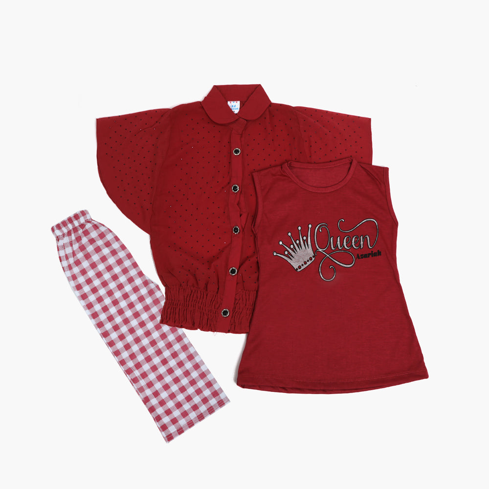 Girls Half Sleeves Pant Suit - Tea Pink, Girls Suits, Chase Value, Chase Value