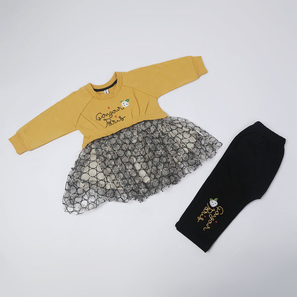 Girls Full Sleeves Suit - Mustard