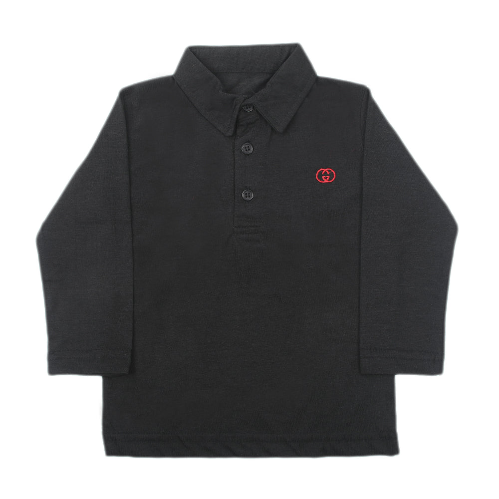 Boys Full Sleeves Polo T-Shirt - Black, Boys T-Shirts, Chase Value, Chase Value