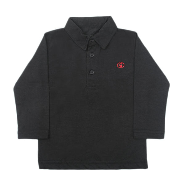 Boys Full Sleeves Polo T-Shirt - Black