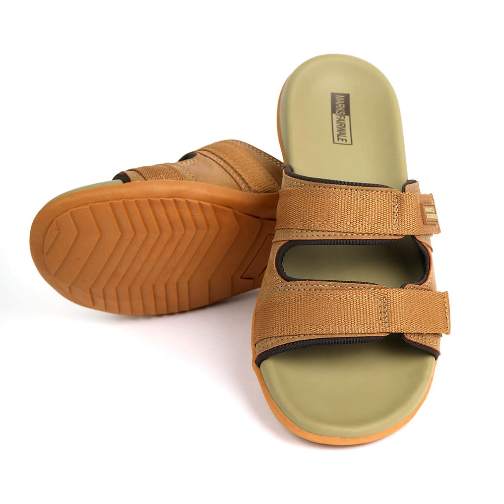 Mark Fairwale Open-Toe Slipper 21106 - Khaki, Men's Slippers, Chase Value, Chase Value