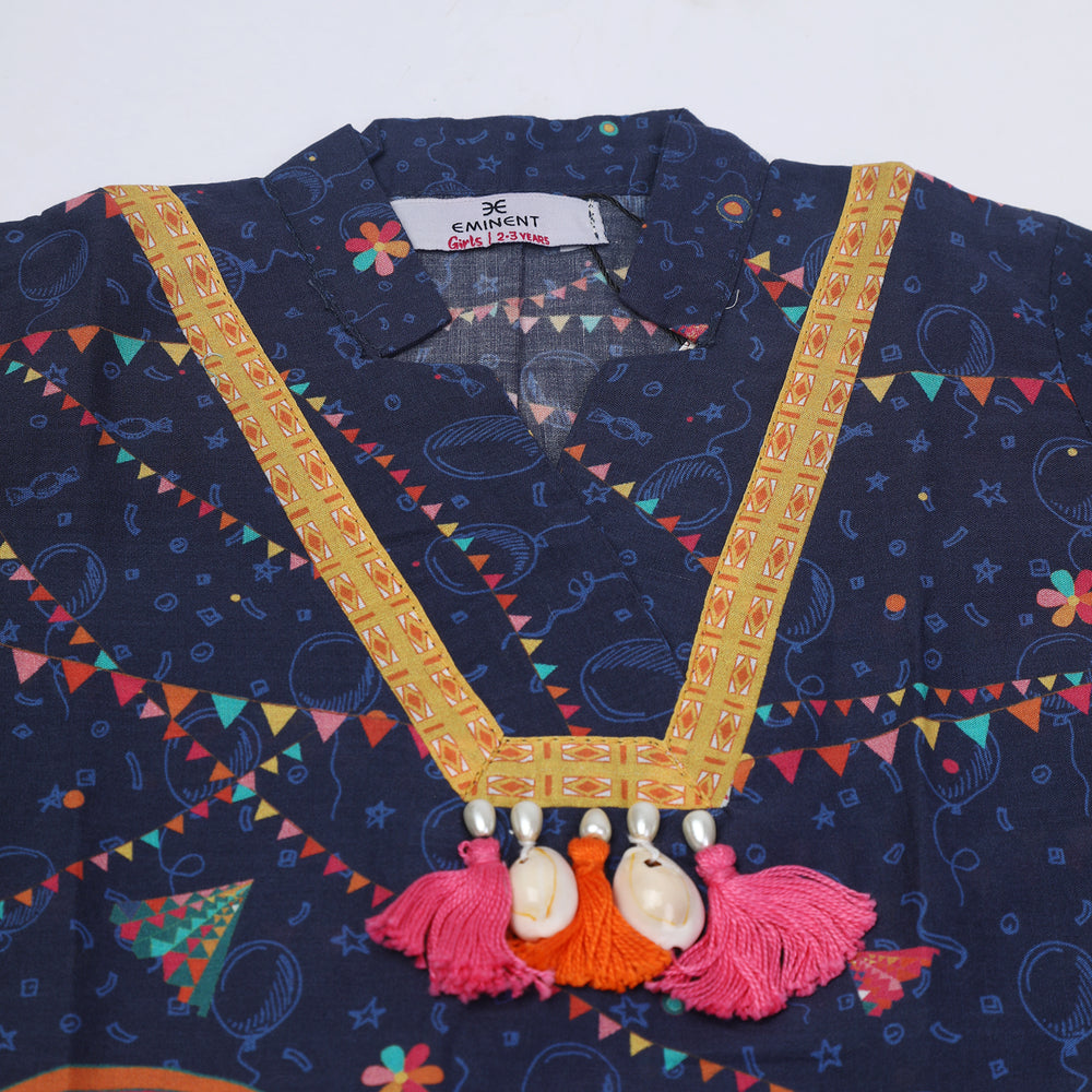 Girls Printed Kurti - Dark Blue, Girls Kurti, Chase Value, Chase Value