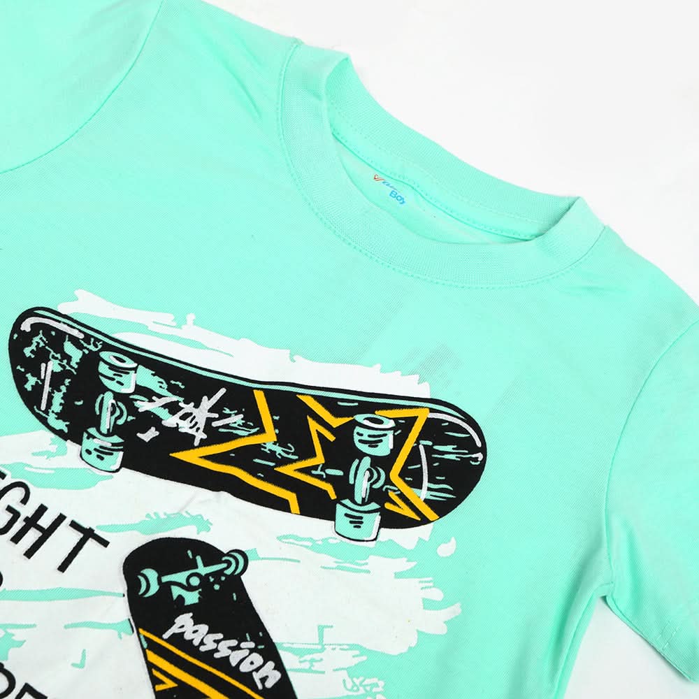 Boys Half Sleeves T-Shirt - Cyan, Boys T-Shirts, Chase Value, Chase Value