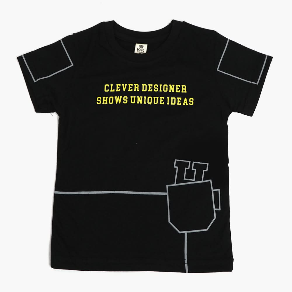 Boys Half Sleeves T-Shirt - Black, Boys T-Shirts, Chase Value, Chase Value