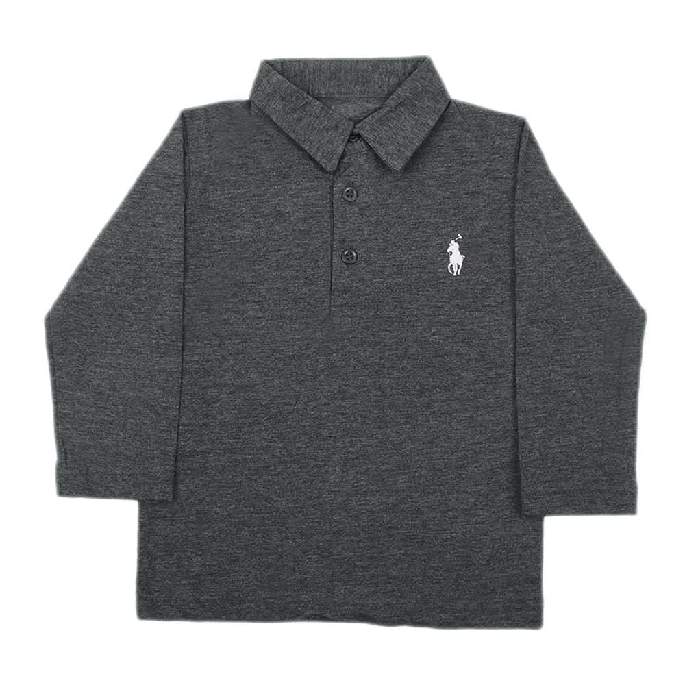 Boys Full Sleeves Polo T-Shirt - Dark Grey, Boys T-Shirts, Chase Value, Chase Value