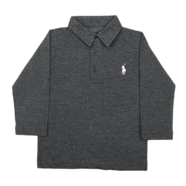Boys Full Sleeves Polo T-Shirt - Dark Grey