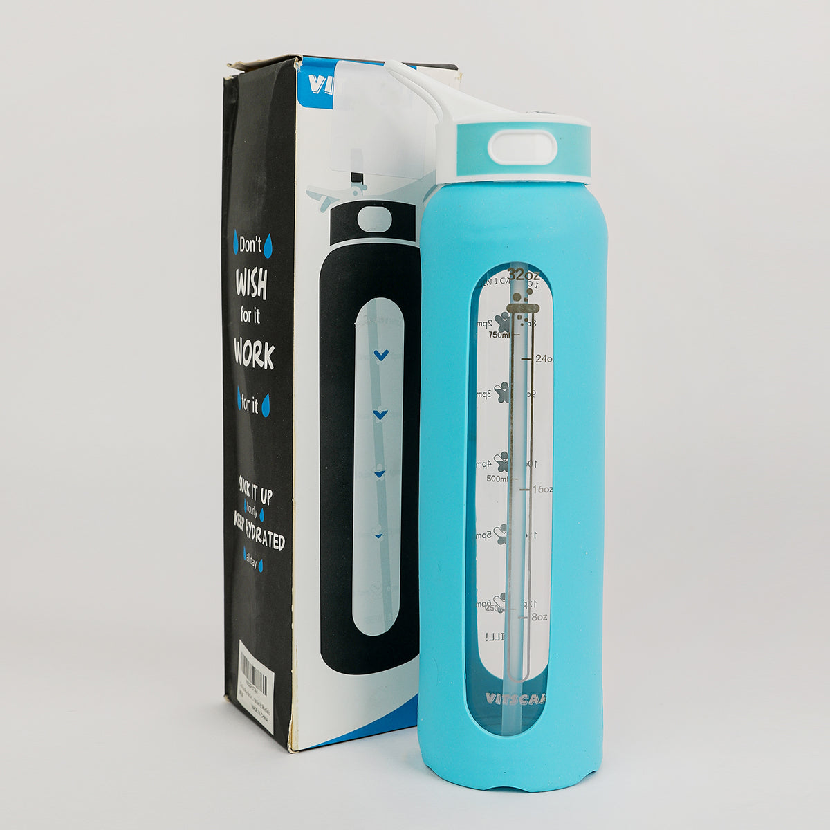 H2O Glass Water Bottle - Sky Blue, Water Bottle, Chase Value, Chase Value