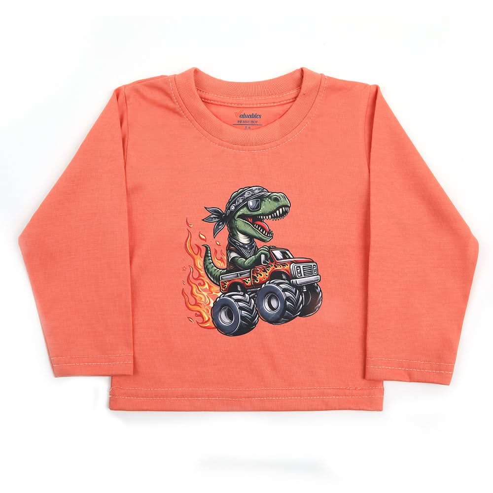 Newborn Boys Full Sleeves T-Shirt - Peach, Newborn Boys Shirts & T-Shirts, Chase Value, Chase Value