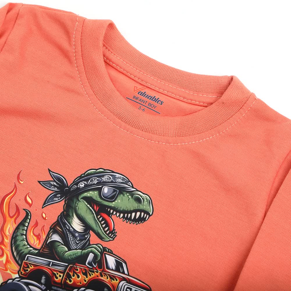 Newborn Boys Full Sleeves T-Shirt - Peach, Newborn Boys Shirts & T-Shirts, Chase Value, Chase Value