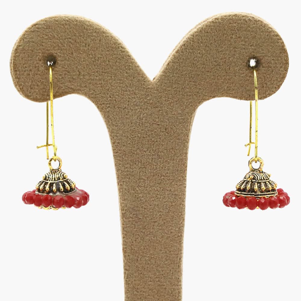 Women's Hoops Jhumki - Red, Women Earrings & Tops, Chase Value, Chase Value