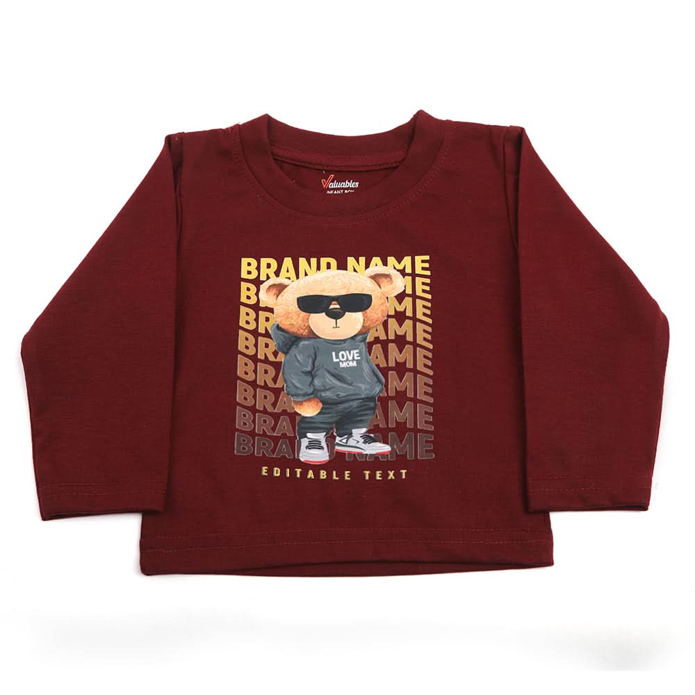 Newborn Boys Full Sleeves T-Shirt - Maroon, Newborn Boys Shirts & T-Shirts, Chase Value, Chase Value