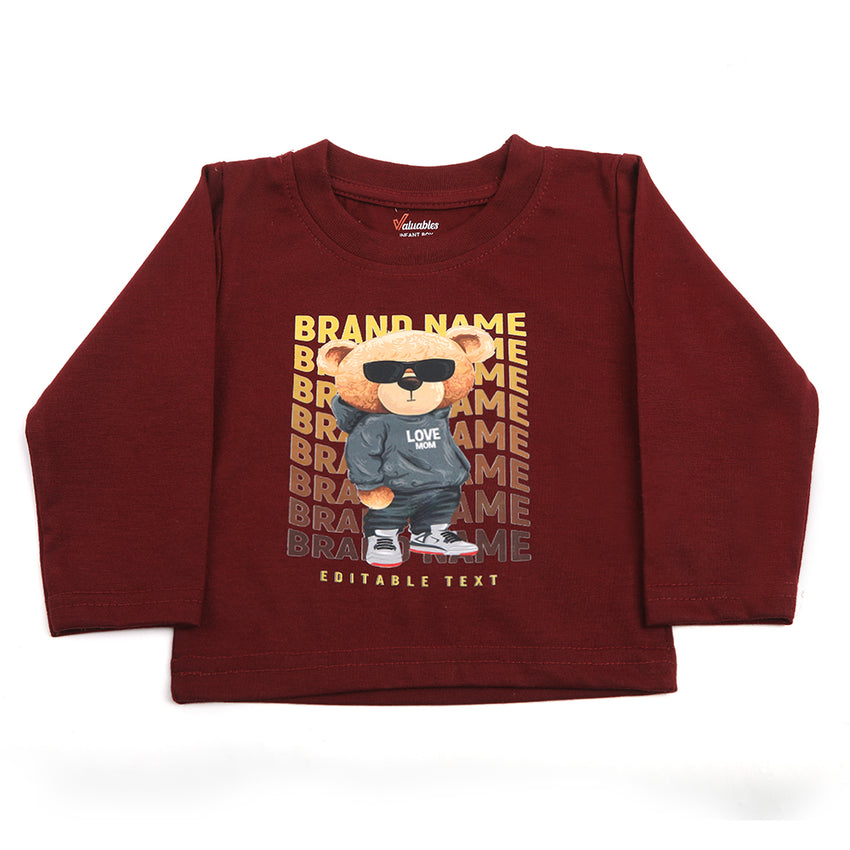 Newborn Boys Full Sleeves T-Shirt - Maroon