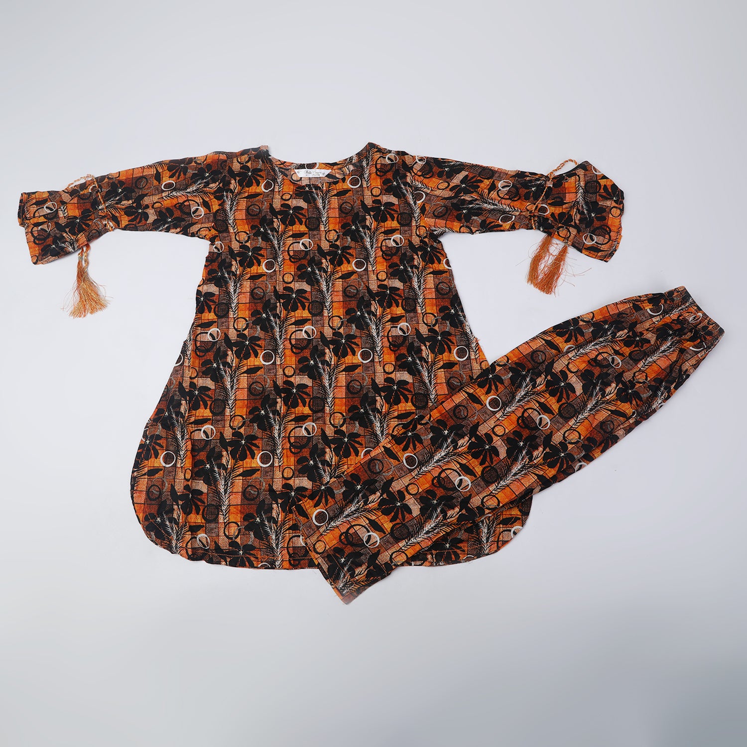Girls Printed Shalwar Suit - Orange, Girls Shalwar Kameez, Chase Value, Chase Value