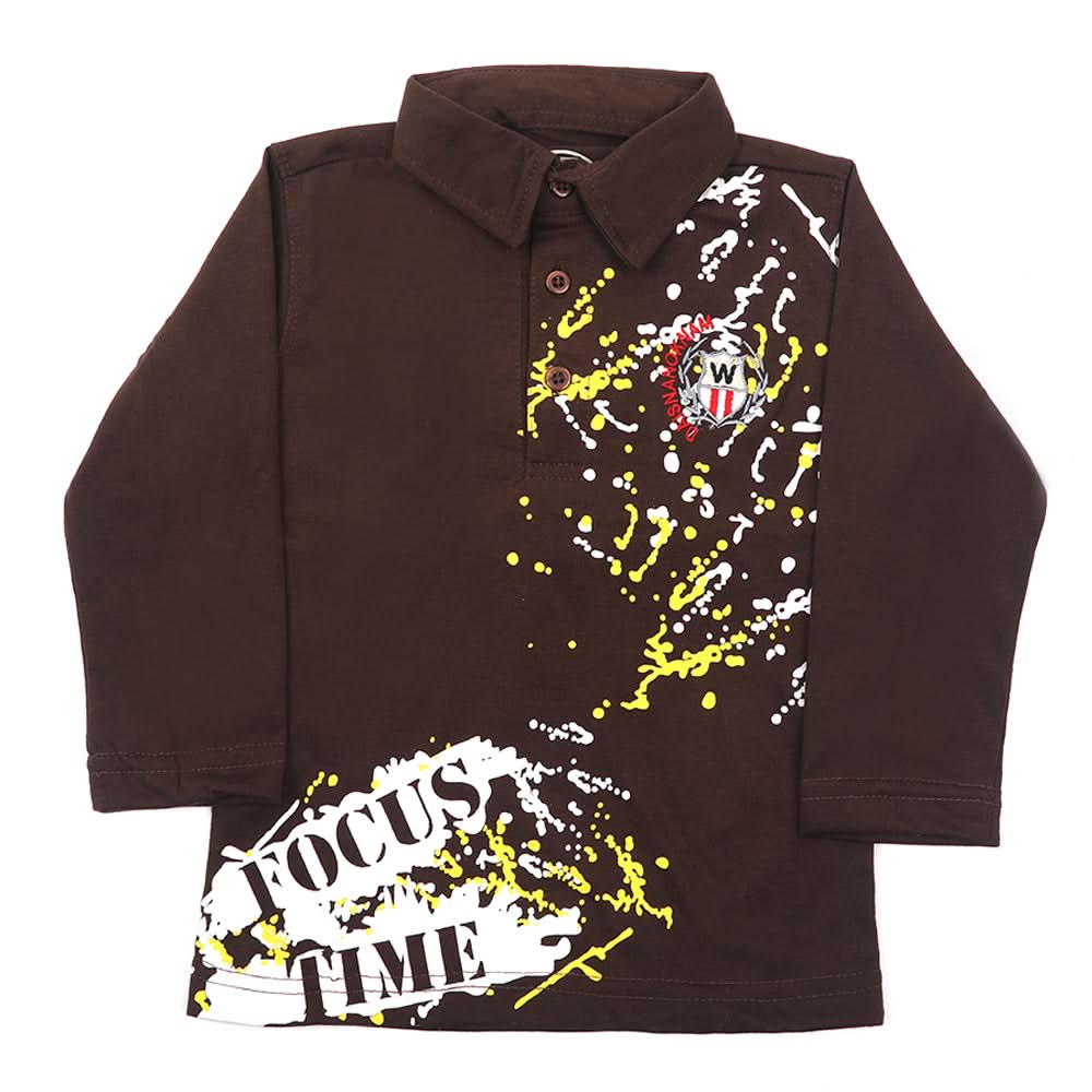 Boys Full Sleeves T-Shirt - Dark Brown, Boys T-Shirts, Chase Value, Chase Value