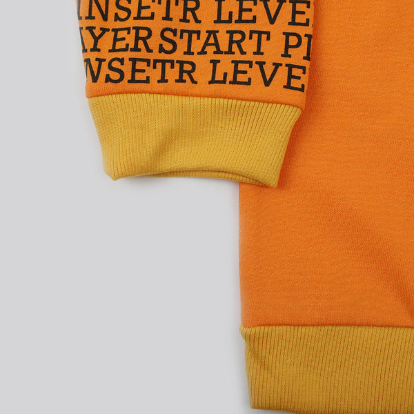 Boys Full Sleeves Pajama Suit - Orange
