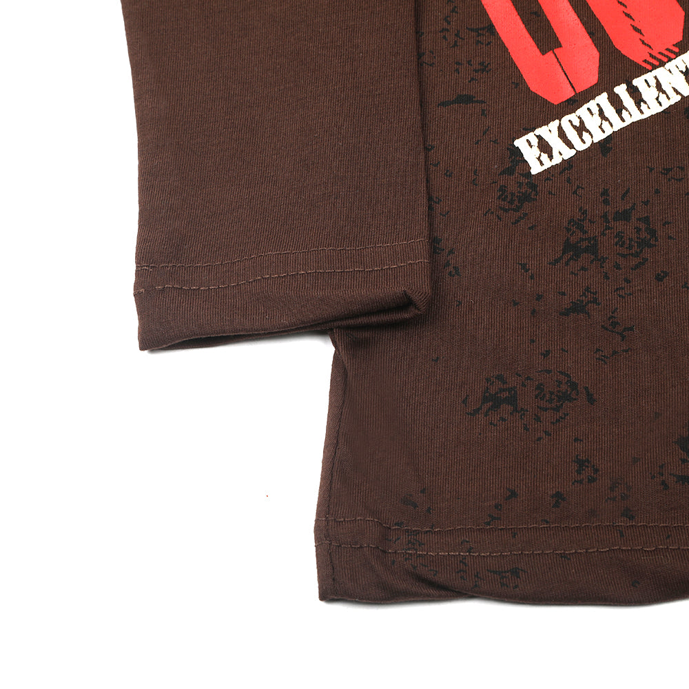 Boys Full Sleeves T-Shirt - Dark Brown, Boys Hoodies & Sweat Shirts, Chase Value, Chase Value