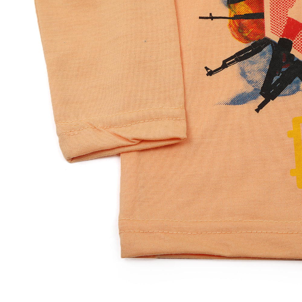 Boys Full Sleeves T-Shirt - Peach, Boys T-Shirts, Chase Value, Chase Value