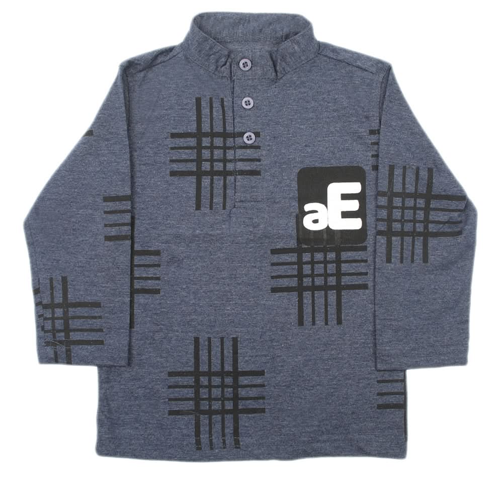 Boys Full Sleeves T-Shirt - Steel Blue, Boys T-Shirts, Chase Value, Chase Value
