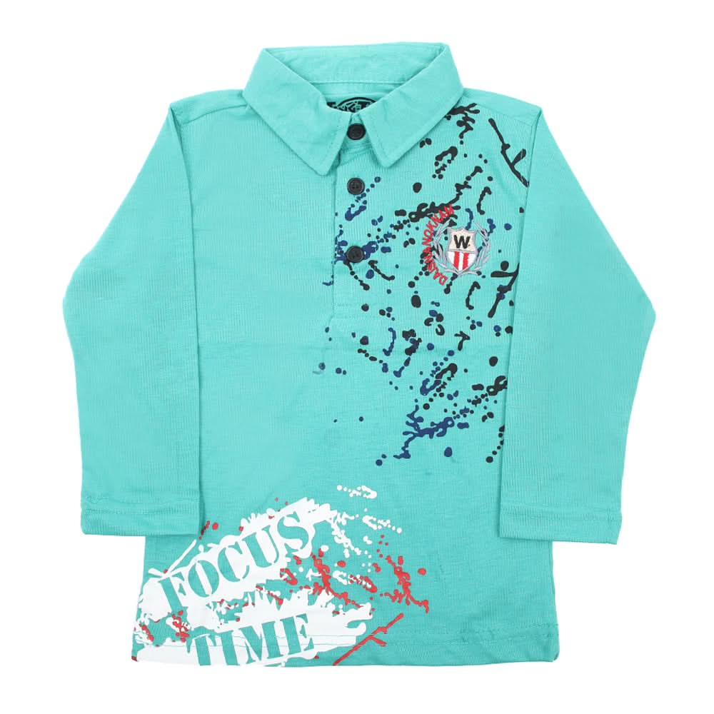Boys Full Sleeves T-Shirt - Sea Green, Boys T-Shirts, Chase Value, Chase Value