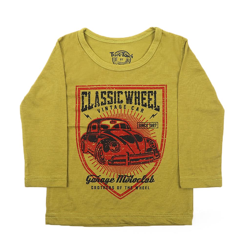Boys Full Sleeves T-Shirt - Olive, Boys T-Shirts, Chase Value, Chase Value
