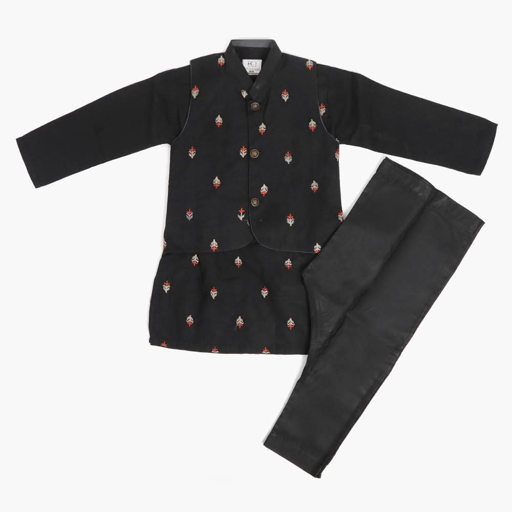 Boys Shalwar Suit With Coat - Black, Boys Shalwar Kameez, Chase Value, Chase Value