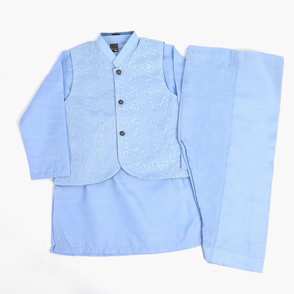 Boys Shalwar Suit With Coat - Sky Blue, Boys Shalwar Kameez, Chase Value, Chase Value