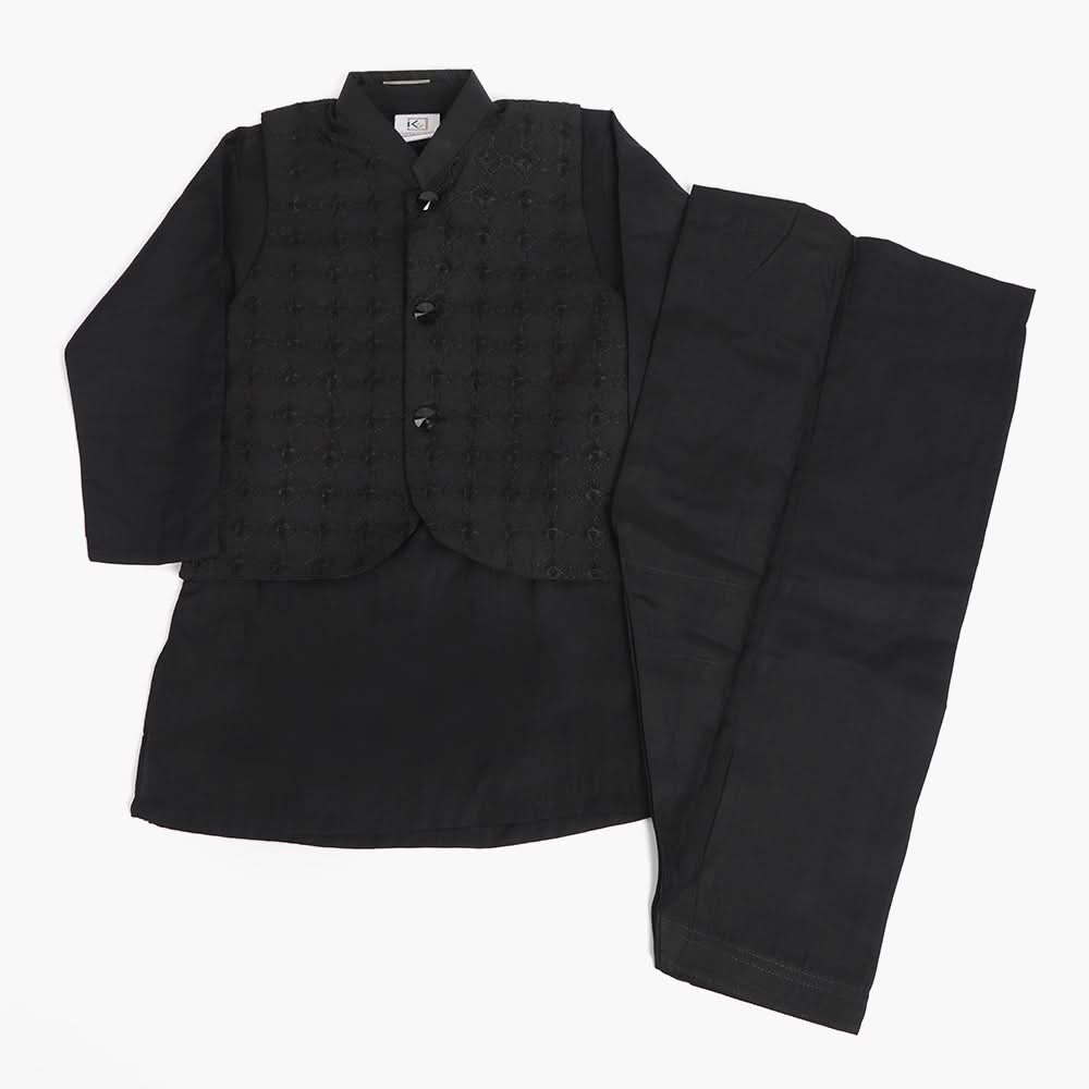 Boys Shalwar Suit With Coat - Black, Boys Shalwar Kameez, Chase Value, Chase Value