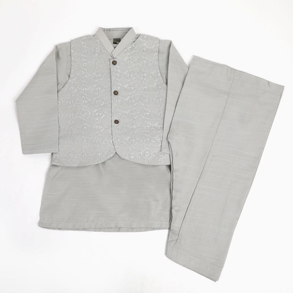 Boys Shalwar Suit With Coat - Grey, Boys Shalwar Kameez, Chase Value, Chase Value