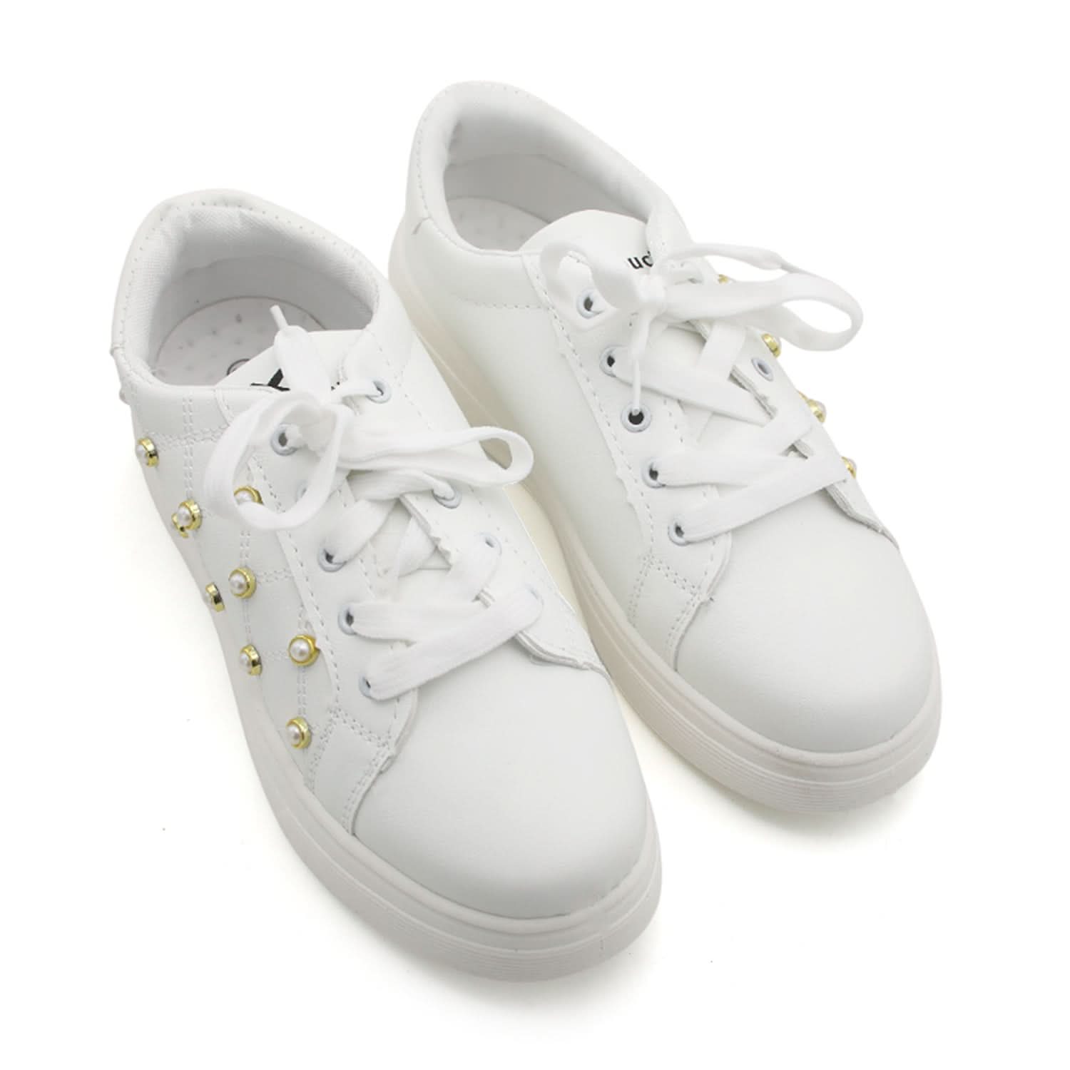 X-Touch Fashion Pearl Sneakers - White, Women Casual & Sports Shoes, Chase Value, Chase Value
