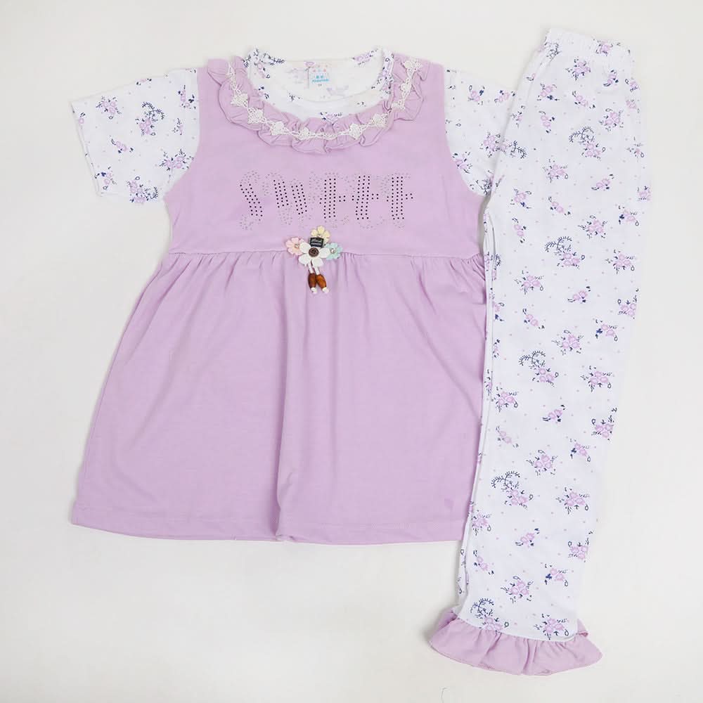 Girls Half Sleeves Suit - Purple, Girls Suits, Chase Value, Chase Value