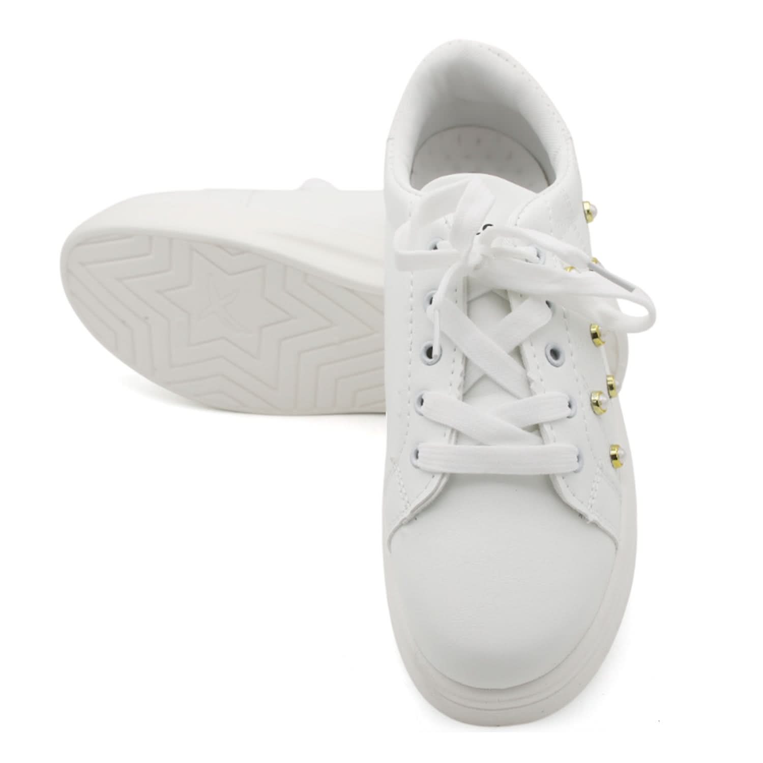 X-Touch Fashion Pearl Sneakers - White, Women Casual & Sports Shoes, Chase Value, Chase Value