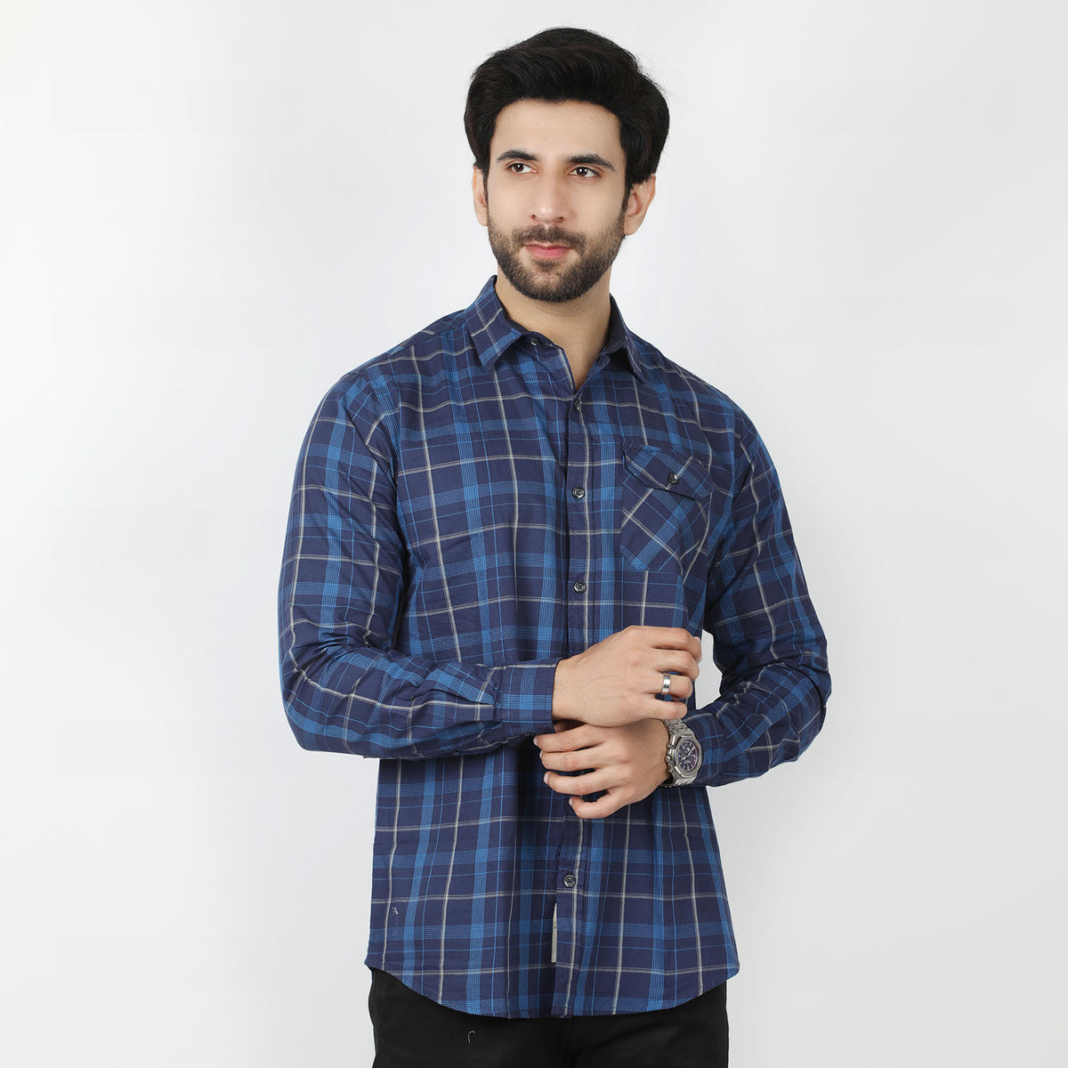 Eminent Men's Casual Check Shirt - Blue, Men's Shirts, Eminent, Chase Value