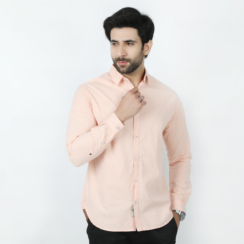 Eminent Men's Casual Check Shirt - Peach