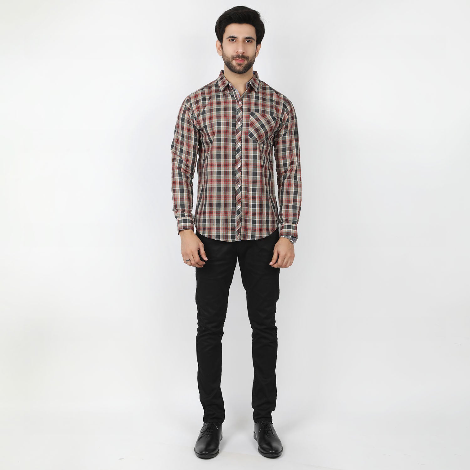 Men's Casual Check Shirt - Brown, Men's Shirts, Chase Value, Chase Value