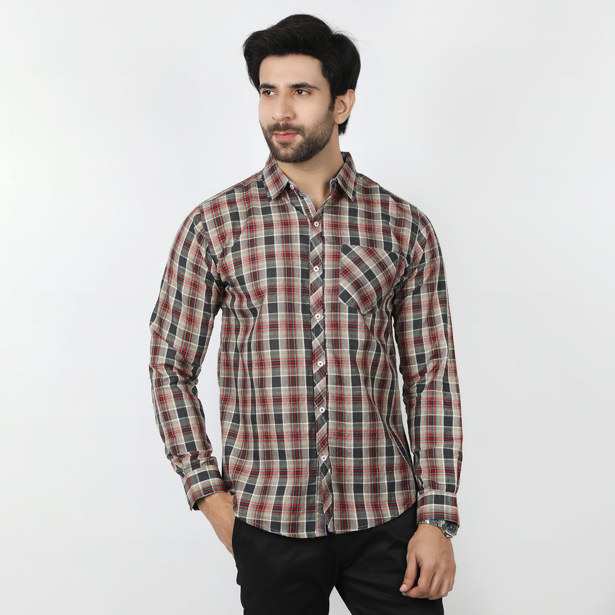 Men's Casual Check Shirt - Brown, Men's Shirts, Chase Value, Chase Value