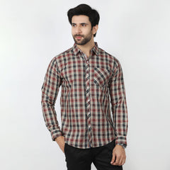 Men's Casual Check Shirt - Brown