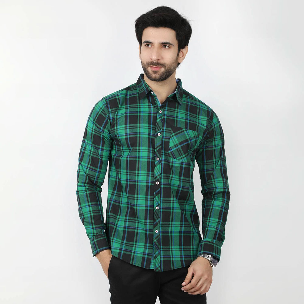 Men's Casual Check Shirt - Green, Men's Shirts, Chase Value, Chase Value