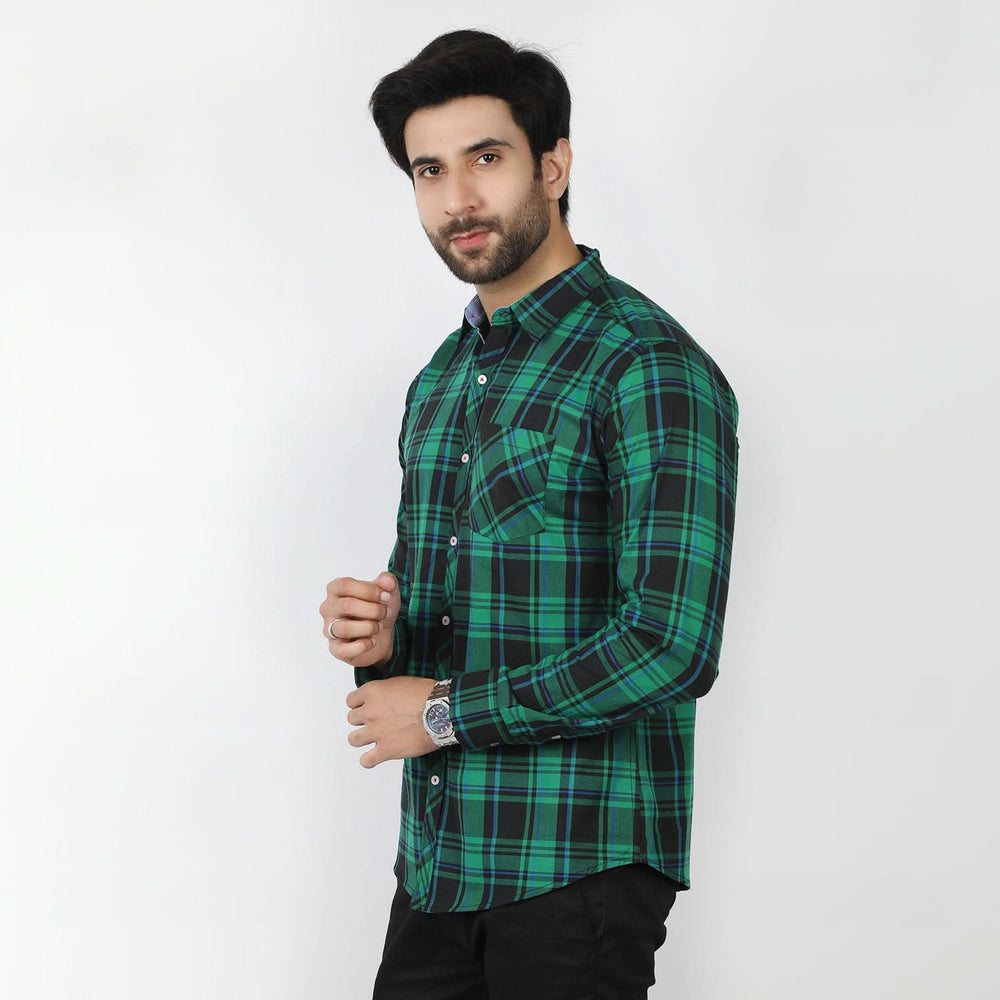 Men's Casual Check Shirt - Green, Men's Shirts, Chase Value, Chase Value