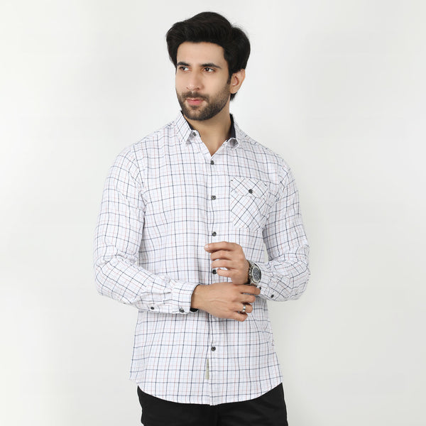 Eminent Men's Casual Check Shirt - White