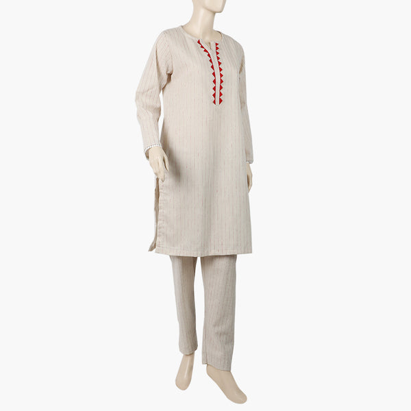 Women's Stripe Shalwar Suit - Beige