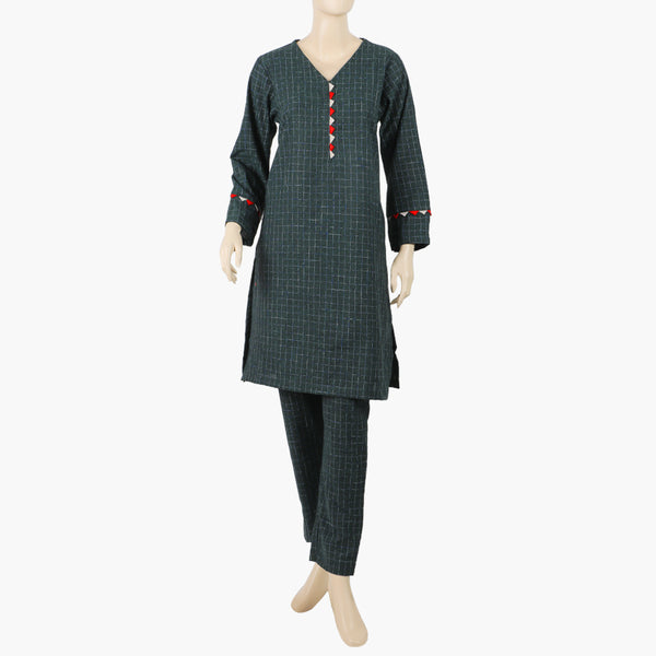 Women's Check Stitched 2Pcs Suit - Charcoal, Women Shalwar Suits, Chase Value, Chase Value