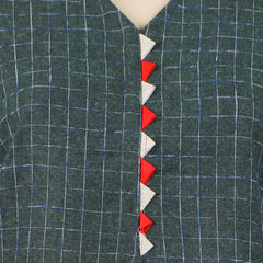 Women's Check Stitched 2Pcs Suit - Charcoal