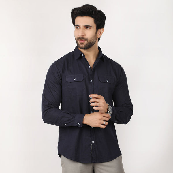 Eminent Men's Casual Check Shirt - Navy Blue