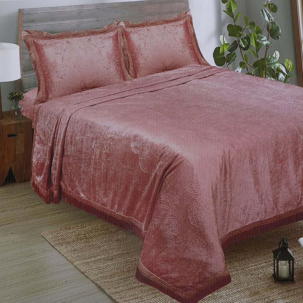 Silk Velvet Double Bedsheet -  Tea Pink, Double Size Bed Sheet, Chase Value, Chase Value