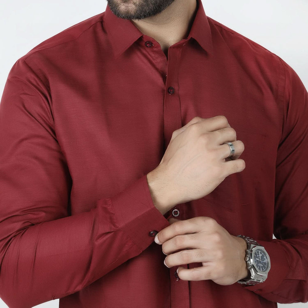 Men's Formal Chambray Shirt - Burgundy, Men's Shirts, Chase Value, Chase Value