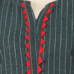 Women's Stripe Shalwar Suit - Charcoal